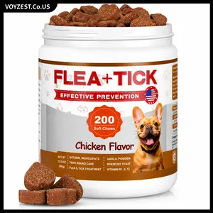 Natural Chicken Flavor Dog Flea & Tick Prevention Chews - All Breeds & Sizes, Itchy Skin Relief, Inflammation Support, Immune & Coat Health Boost with Fish Oil, Omega-3, Multivitamins#SummerWins