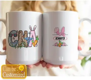 Custom Every Bunny's Favorite CNA Nursing Ceramic Mug, Personalized Easter Gift Idea, Happy Easter Day Name Coffee Cup, Cute Bunny Nurse Design