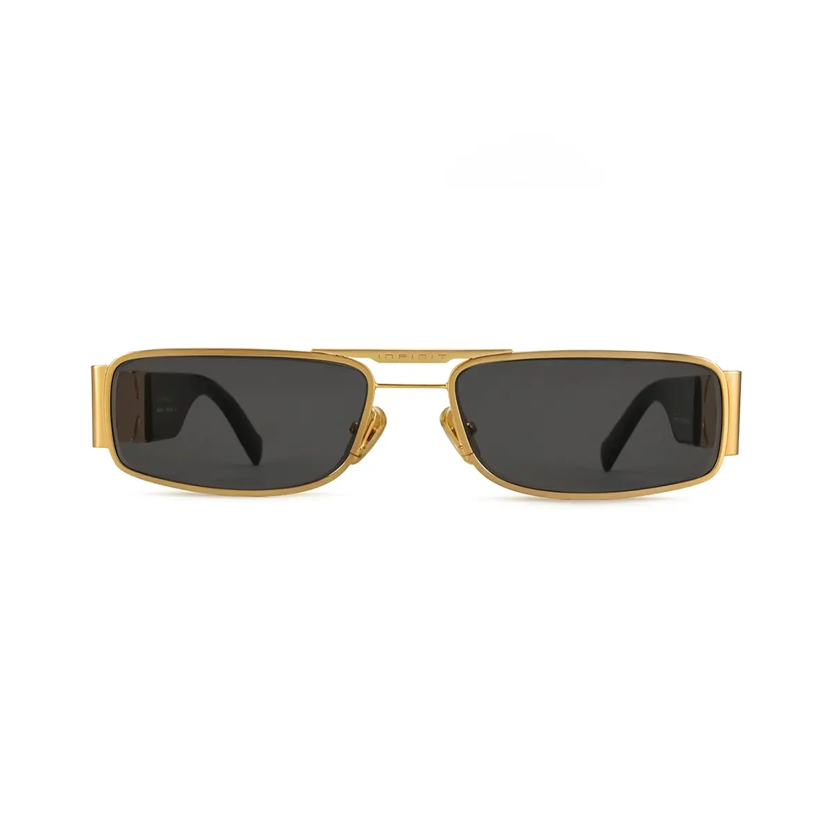 Infinit Menorca Square Sunglasses, Black Shiny + Gray