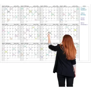 Large Dry Erase Calendar for Wall - Yearly Wall Calendar Dry Erase, 37" x 57.9", 12-Month Undated Blank Calendar Planner,  Laminated Task Organizer,  for Office, Classroom, Home