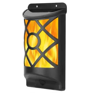 Flame Solar Lights Outdoor 96 LEDs Waterproof Flickering Flame Wall Mount Lamp Auto On Off Sensor Decorative Landscape Night Lamp For Deck Patio Yard