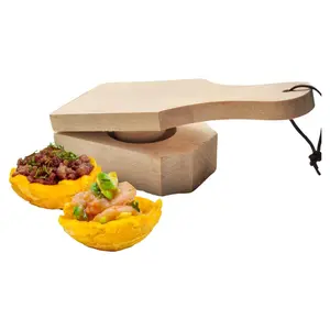 Wooden Tostonera Toston Maker for Stuffing Tostones Tostonera Plantain Solid Wood Masher Plantain Press Smasher 2" Cup Deep plantain baskets Maker