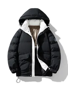 Men's Colorblock 2 in 1 Zip Up Hooded Jacket, Casual Waterproof Windproof Long Sleeve Drawstring Pocket Outerwear for Fall & Winter, Men's Clothes for Daily Wear