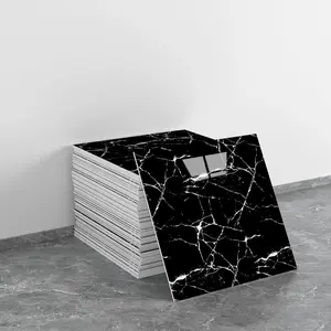 20 pieces of marble self-adhesive waterproof PVC shower wall panels for bathrooms, splash-proof tiles for walls, suitable for bedrooms and kitchens. 30 cm x 30 cm (black, 19.4 square feet)