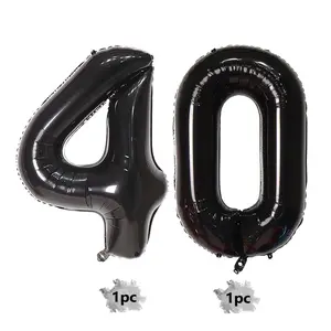 2pcs Theme 40th Birthday Balloons, 40-Inch Aluminum Foil Number 40 Balloons, Men's & Women's 40th Birthday Party Decorations