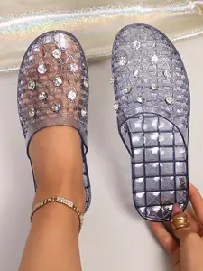 Women's New Transparent Flat Roman Sandals, Summer Breathable Hollow Design for Beach & Outdoor Activities, Best Casual Jelly Shoes Choice