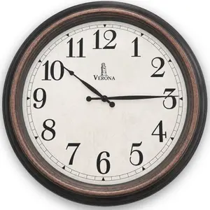 Vintage Wall Clock 18 Inch, Silent Non-Ticking Large Farmhouse Wall Clock Battery Operated, Rustic Decorative Clock for Living Room, Antique Copper Finish
