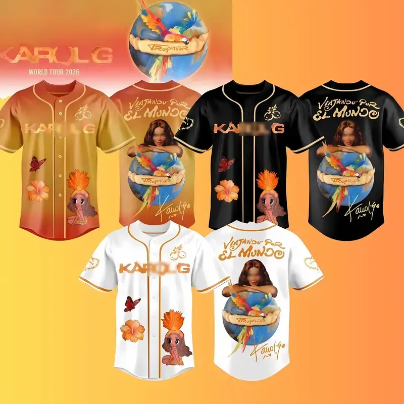 Tropicoqueta Tour 2026 Baseball Jersey – Viajando Por El Mundo Concert Shirt, Latin Music Fan Merch, Streetwear Gift