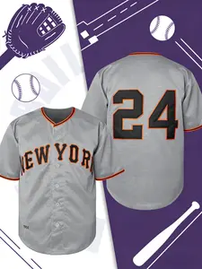 Baseball Jersey No. 24 Sportswear, Quick-Dry Short Sleeves, High-Quality Experience, Casual Style for Spring & Fall
