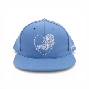 Chrome Hearts Embroidered Heart Love You Logo Fitted Hat Baby Blue White Red, Designer Logo Hats, Embroidered Details Hats