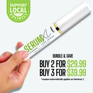 XL Eyebrow & Lash Serum w/ Castor Oil, Jojoba + Argan Oil  | Unscented, Fuller-Looking, Nourished Brows & Lashes | 60-Day Supply