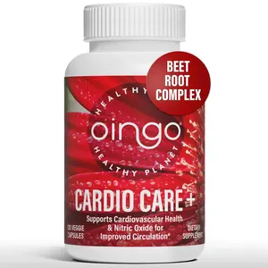 Cardio Care + Heart Health Formula — Nitric Oxide Booster with Beet Root Powder, Grape Seed Extract, Taurine, B Vitamins for Blood Flow & Blood Pressure Support, Gluten Free, 120 Veggie Capsules