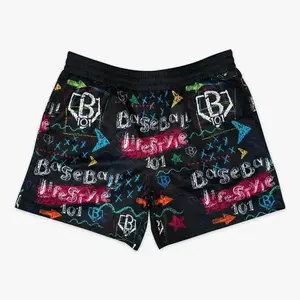 Top TrendinggBL100 Chalkboard Doodle Ice Cream Shorts, 5 Premium Mesh Baseball Athletic Shorts Lightweight Summer Activewear