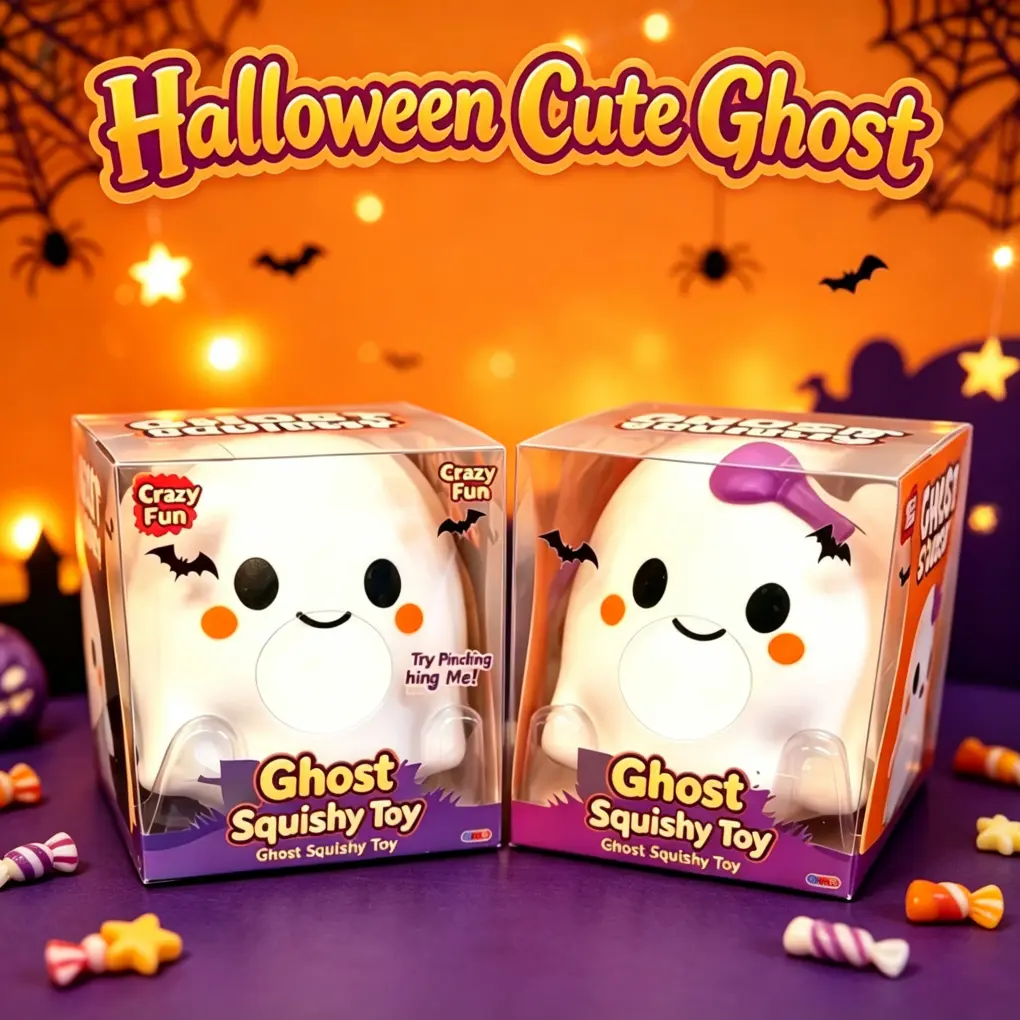 HALLOWEEN CUTE GHOST SQUISHY FIDGET TOY, Soft Slow Rise White Ghost Stress Relief Squeeze Toy, Individual Pack Halloween Sensory Toy, Anxiety Relief Party Favor Gift For Kids Teens