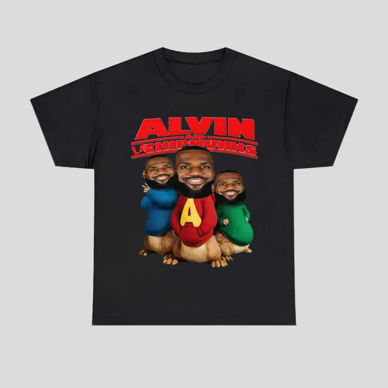 Viral LeBron Alvin And The Chipmunks Funny Meme Graphic Tee Soft Cotton Unisex Crewneck Basketball Fan Black Casual Streetwear Short Sleeve T-Shirt