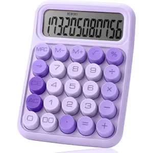 Mechanical Switch Calculator, 12 Digit Large LCD Display, Purple with Big Buttons, Mechanical Switch Calculator for Home, School, Office