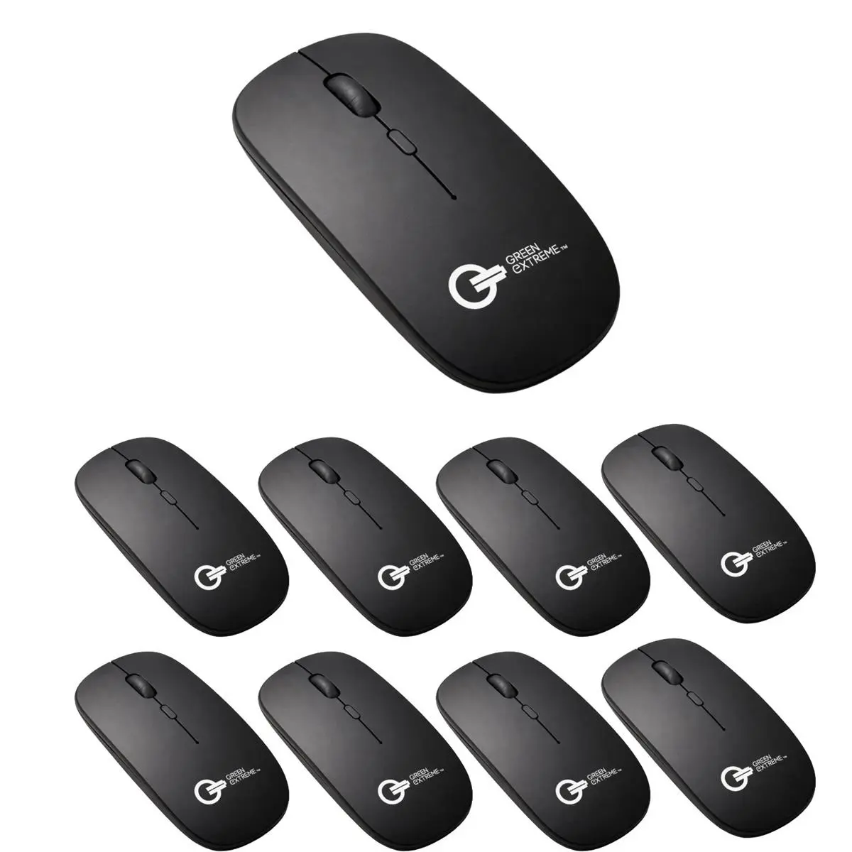 Green Extreme 10 Pack Wireless Ergonomic Mouse, Ergonomic Optical Mouse with Adjustable DPI, Rechargeable  Silent Clicks Bulk Value Pack (Black)