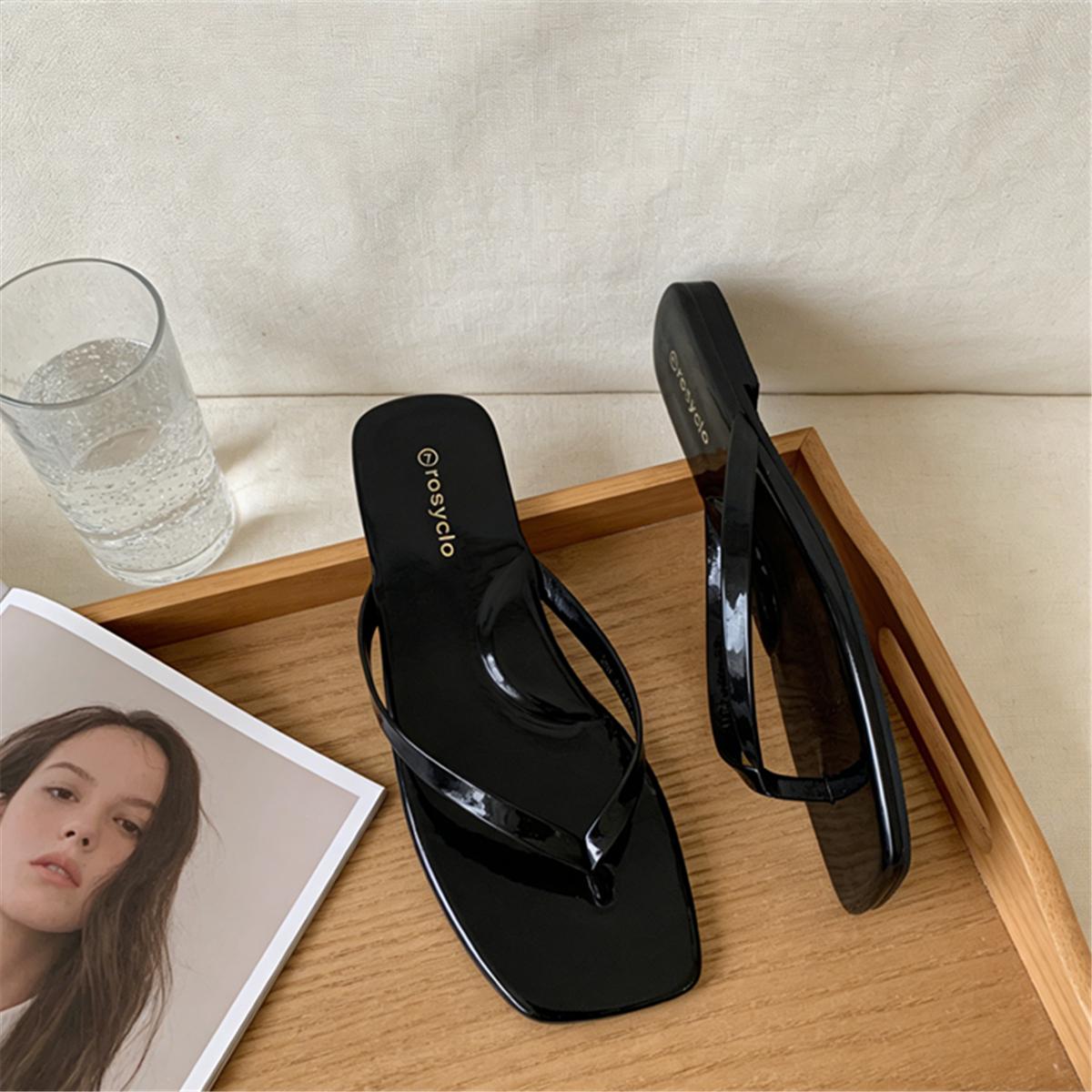 rosyclo Women's Glossy Square Toe Flip Flops | High-Shine Mirror Finish Thong Sandals | Minimalist Summer Beach Slides | Lightweight Elegant Flat Sandals rosyclo Women's Glossy Square Toe Flip Flops | High-Shine Mirror Finish Thong Sandals | Minimalist Summer Beach Slides | Lightweight Elegant Flat Sandals