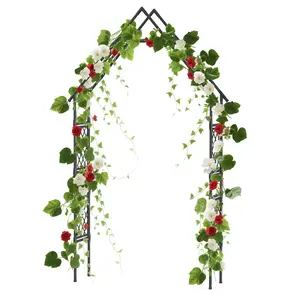 Sturdy Metal Garden Arch Trellis for Climbing Plants, Weather-Resistant Rustproof Iron Arbor with Vintage Spire Design, Outdoor Decorative Archway for Roses, Clematis, Weddings, Patio, Lawn, Garden Walkways