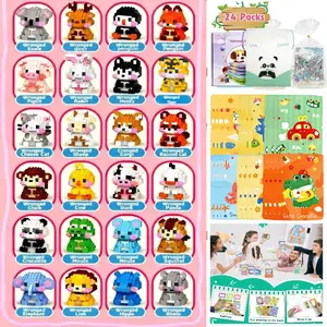 24-Pack Magnetic Building Blocks Advent Calendar - Montessori Educational Toys for Kids Mixed Color Silicone Beads DIY brick,fun gifts,  brick sets, bricks and minifigs perfect festival keychain doll christmas Movable Skeleton Robot easy mix visual fidget