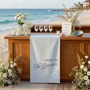Personalized Linen striped bar or event Sign, Custom Wedding Welcome Sign, Fabric Bar Menu Banner, Personalized Name Date, custom name sign