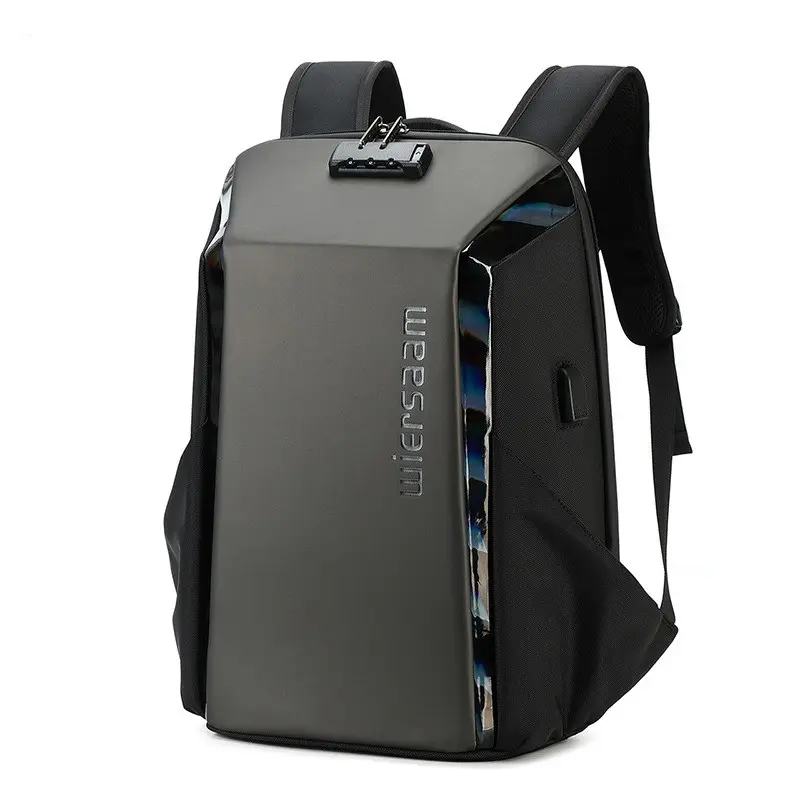1pc Men's Business Laptop Backpack, water repellent wear resistant, honeycomb breathable back, thickened sponge pad, anti-theft lock, trolley strap design, spacious compartment for car accessories, practical bag for travel, driving trips and commute.