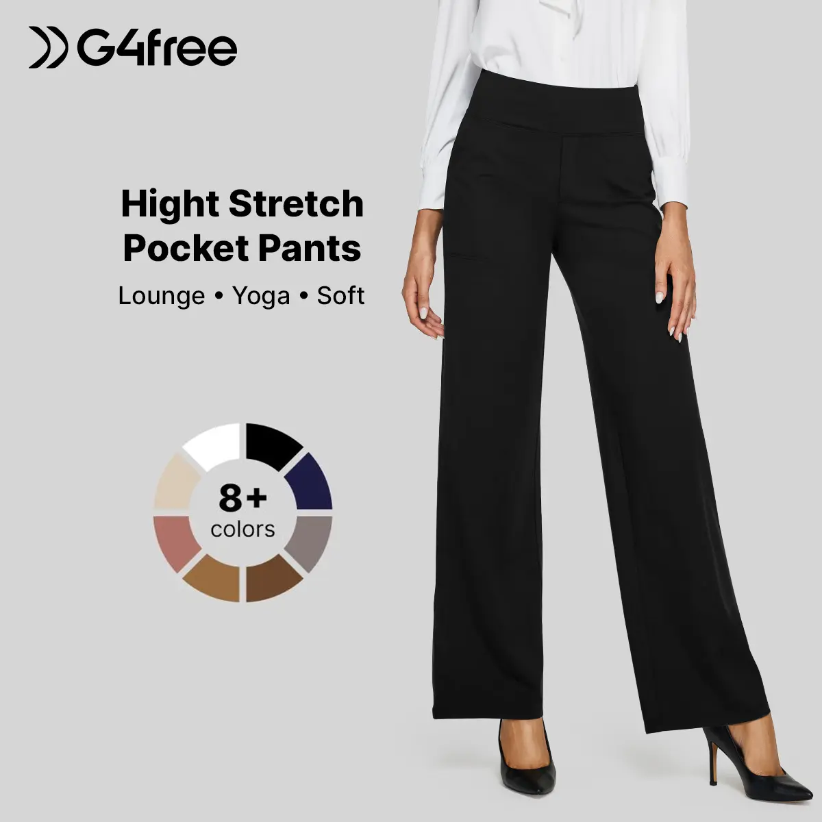 G4Free Women's High Waist Wide Leg Yoga Pants - Soft Stretch, Pockets, Curvy Plus-Size Clothes, Business Casual Pants for Women, Chic Daily Outfit EverGoing 2026