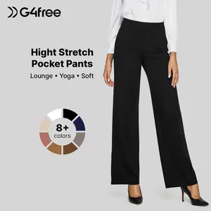 G4Free Women's High Waist Wide Leg Yoga Pants - Soft Stretch, Pockets, Curvy Plus-Size Clothes, Business Casual Pants for Women, Chic Daily Outfit EverGoing 2026