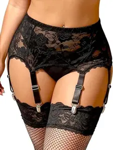 Women's 6-Strap Easy Clip Lace Garter Belt for Thigh Highs Stockings Suspender Garter Belts Plus Size Garters Lingerie Intimate Gifts for Women XS-4XL