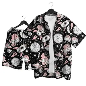 Clefairy PKM Hawaiian Shirt Set – Tropical Button-Up Shirt, Summer Beach Short, Funny Unisex Vacation Outfit, Family Matching for All Ages,  Shirt Gift