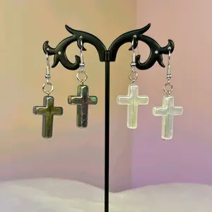 Glow in the Dark UV Reactive Cross Earrings
