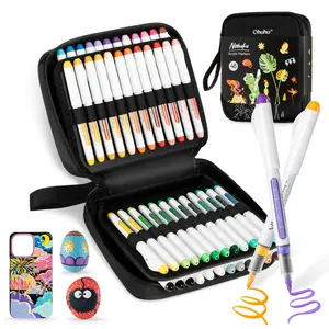 Ohuhu Acrylic Paint Markers Direct Liquid: 48 Pack - Flexible Brush Tip Acrylic Markers High Opacity Paint Pens Waterproof Lightfast for Rock Painting Easter Eggs Wood Glass Ceramic Canvas - Nahuku Series of Ohuhu