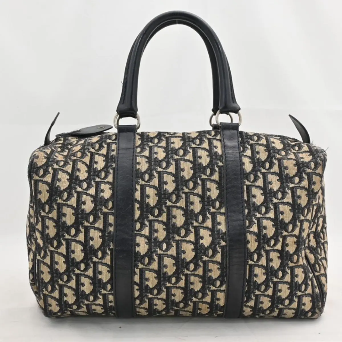 Pre-owned Dior As Shown Tote Bags Trotter Mini Boston Bag Beige Navy di9726rr