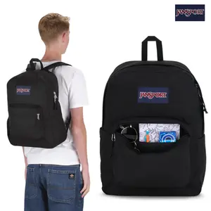JanSport SuperBreak One Black Backpack 25L – Lightweight Durable School Bookbag with Front Organizer Pocket, Student Travel Work Backpack for Everyday Carry