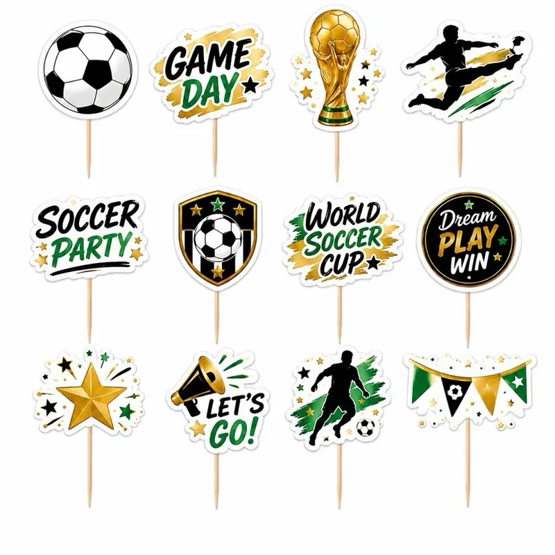 Soccer Cupcake Toppers Set of 12 | Game Day Party Picks