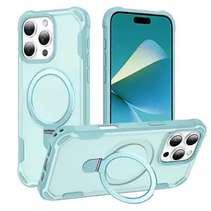 Protective Shockproof Smartphone Cover Casing with Built-in Ring Holder, Magnetic Wireless Compatibility, Drop-Protection Stand - Handheld Mobile Phone Accessory for iPhone 11/14/15/16/16e/16 Plus