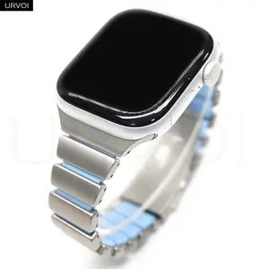 URVOI Slim Stratos Band for Apple Watch strap Series 11 10 9 87 SE Quality Stainless steel with silicone Fold buckle girl wristband Smart Watch Accessories Wearable Chic Wristband