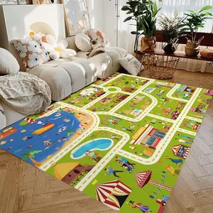 Car Play Mat for Boys and Girls Highway City Traffic-Themed Rugs for Kids Toy Cars Kids Rugs for Playroom Non-Slip Kids Play Rug Activity Mat#Color:1,Size:40x60cm
