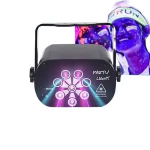 New Mini Laser UV Projector 8 Holes Pattern Starry Sky Light KTV Bar Home Colorful Atmosphere Flashlight