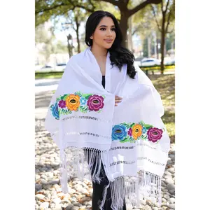 Rebozo Seda Multicolor Flores