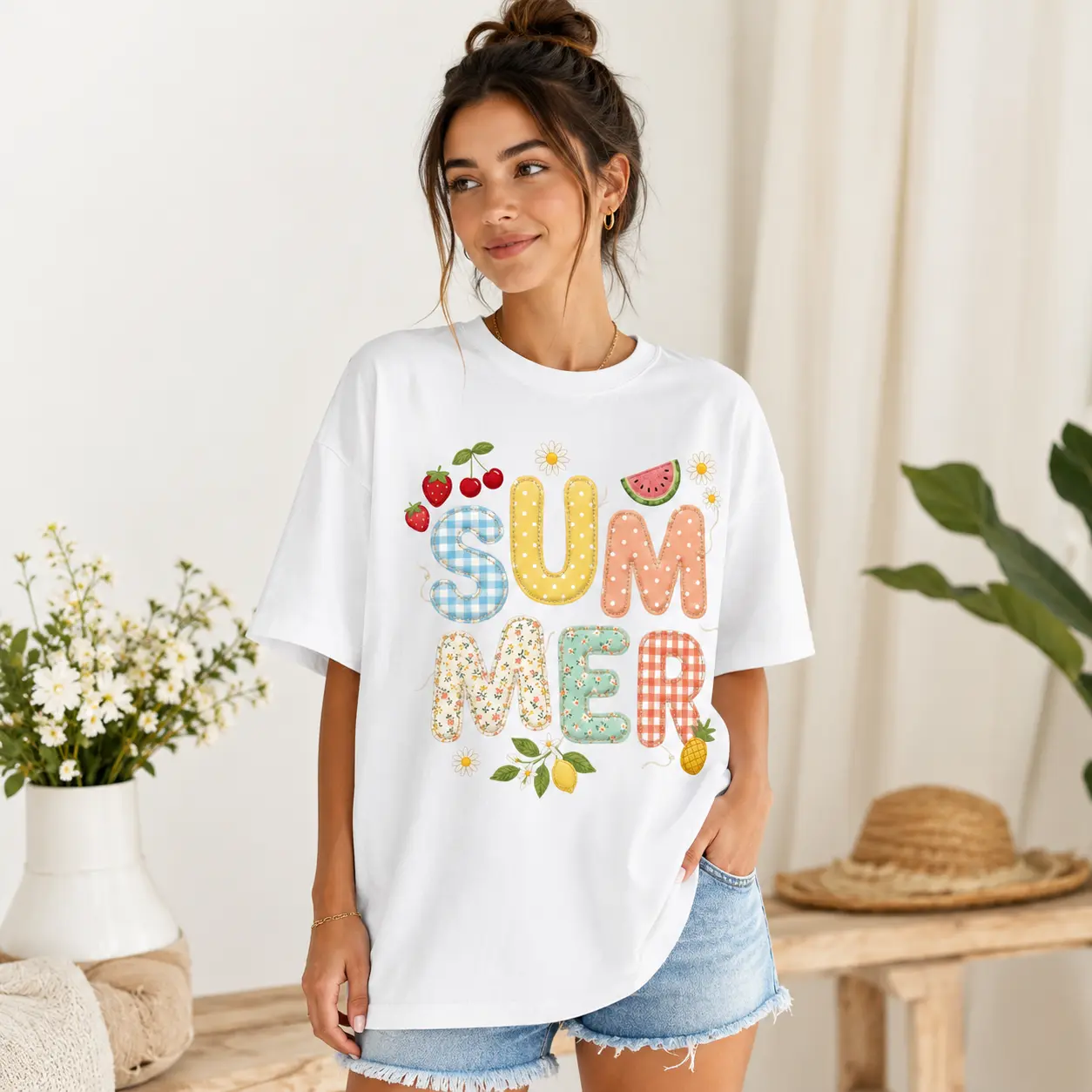 Cottagecore Patchwork Shirt Vintage Floral Garden Graphic Tee Summer Top