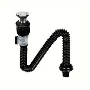 1pc Bathroom Sink Drain Kit with Retractable P-trap, Steel Pipe Diameter Range from 1.25 to 1.96inch, Designed to Prevent Clogs and Maintain Smooth Water Flow, Featuring a Sturdy and Durable Construction, Suitable for Modern Bathrooms and RVs