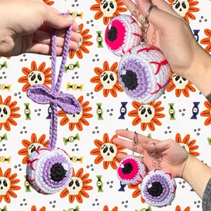 Eyeball Keychain/Charm - Handmade Crochet Design with Vibrant Colors and Unique Eye Pattern for Fashion Accessories
