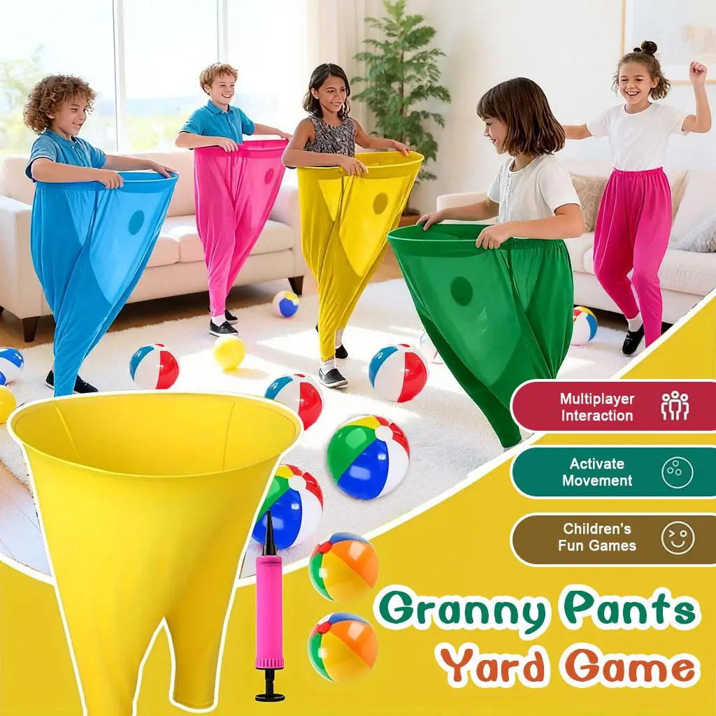 GoodD 2PC Oversized Granny Pants Yard Game Set with Bouncy Balls & Pump for Adult Outdoor Family Fun Party Toss Games in Rip-Resistant Nylon Fabric