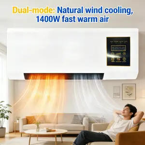 1400W Wall Mounted Natural Wind Fan Dual Mode Winter Fast Heating Quiet Space Saving Fan For Home Bedroom Office