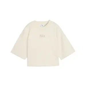 PUMA Womens Premium Essentials Oversized Crew Neck Short Sleeve Casual Tops Casual - White