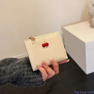 Cute Cherry Mini Wallet for Women, Trendy Compact Card Holder, Stylish Short Wallet, New Fashionable Small Purse, Perfect for Daily Use & Travel