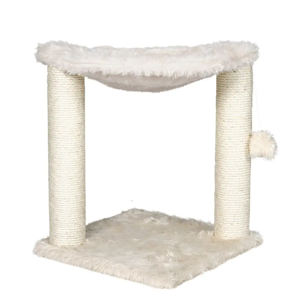 Baza Jute 19.7" Cat Scratching Posts with Hammock & Hanging Cat Toy, Cream