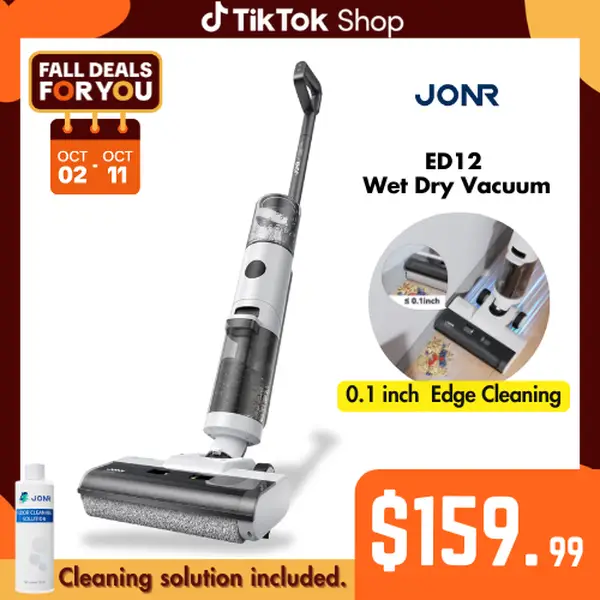 JONR ED12 Cordless Wet Dry Vacuum, Vacuum and Mop Combo in One Go, Edge Cleaning with Self-Cleaning, Lightweight & Durable, Large Water Tank, Househol