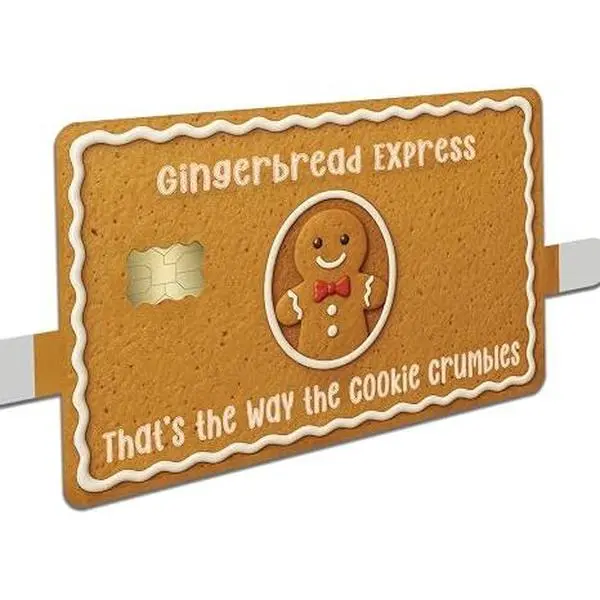 Gingerbread Cookie Credit Card Skin, Christmas Holiday Card Vinyl Sticker, Funny Cookie Card Cover